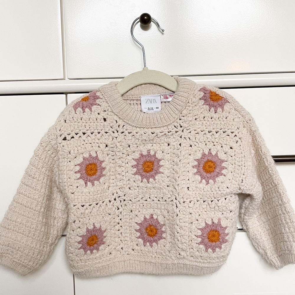 Zara baby daisy crochet sweater